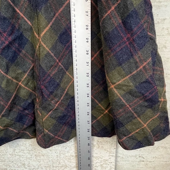 Salt & Pepper Plaid Wool Trench Coat Grunge Dark Academia Muted Whimsigoth - Picture 13 of 16